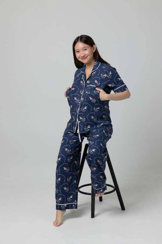 LilyxPearada Stork Cotton Nursing Loungewear - Short sleeve and long pants