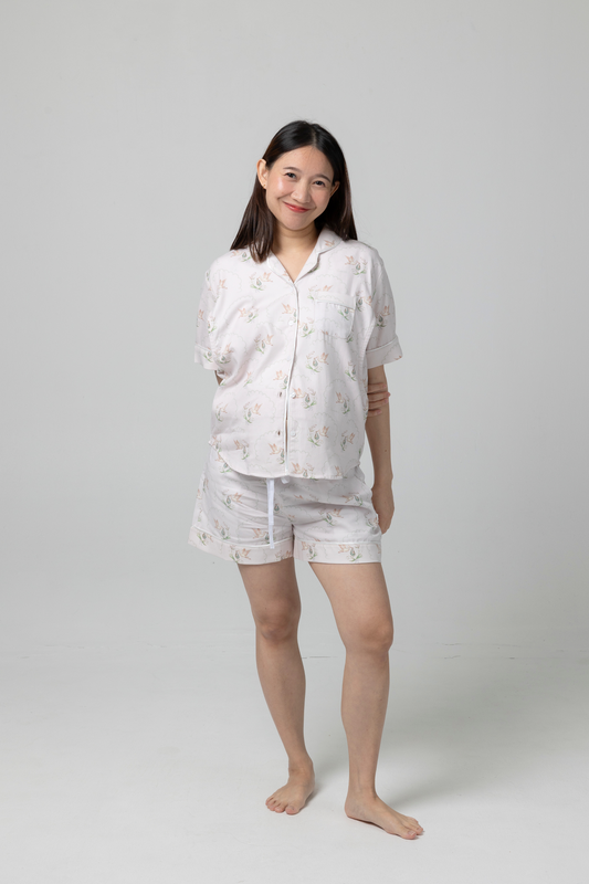 LilyxPearada Stork Cotton Nursing Loungewear - Short set